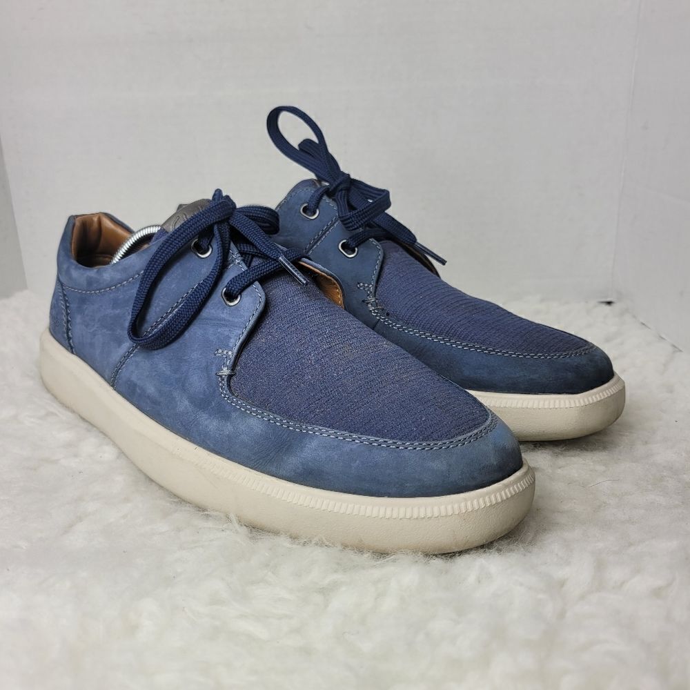Clarks Cambro Men's Sneaker Size 11 Blue Leather Canvas Lace Up Shoes